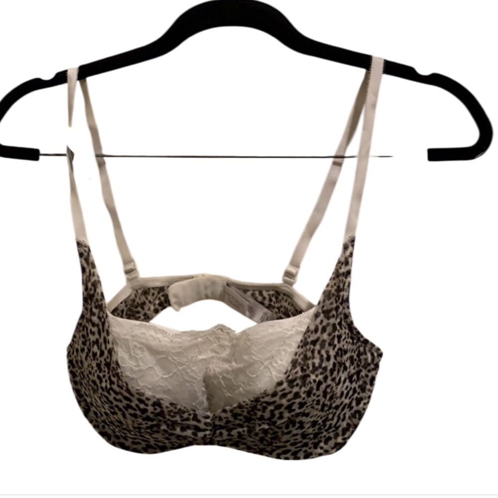 Victoria Secret push up bra 34C leopard print with cream lace overlay